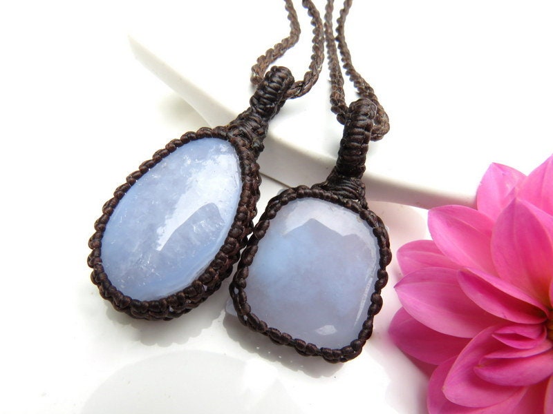 Baby blue Chalcedony Necklace Set, layered necklace