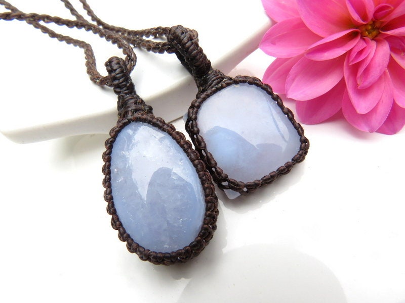 Baby blue Chalcedony Necklace Set, layered necklace