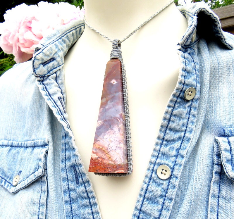 Chalcedony macrame necklace, mothers day gift ideas