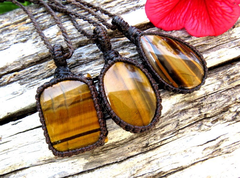 Tiger Eye macrame necklace / Tigers Eye necklace