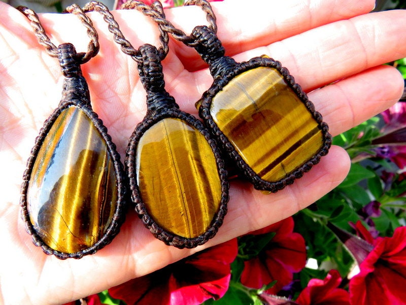 Tiger Eye macrame necklace / Tigers Eye necklace