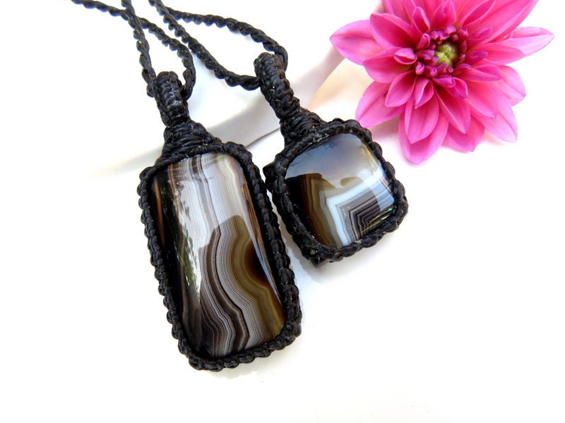 Sardonyx necklace set / macrame necklace