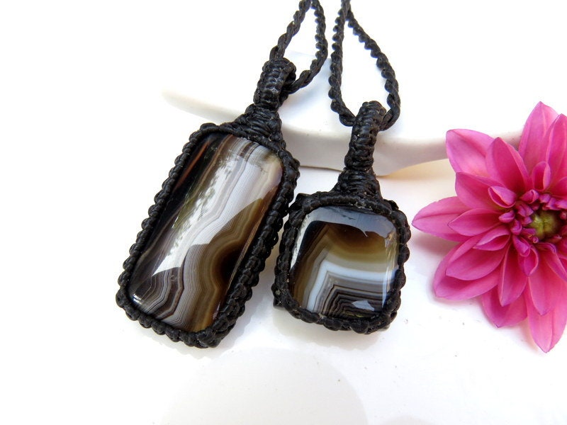 Sardonyx necklace set / macrame necklace