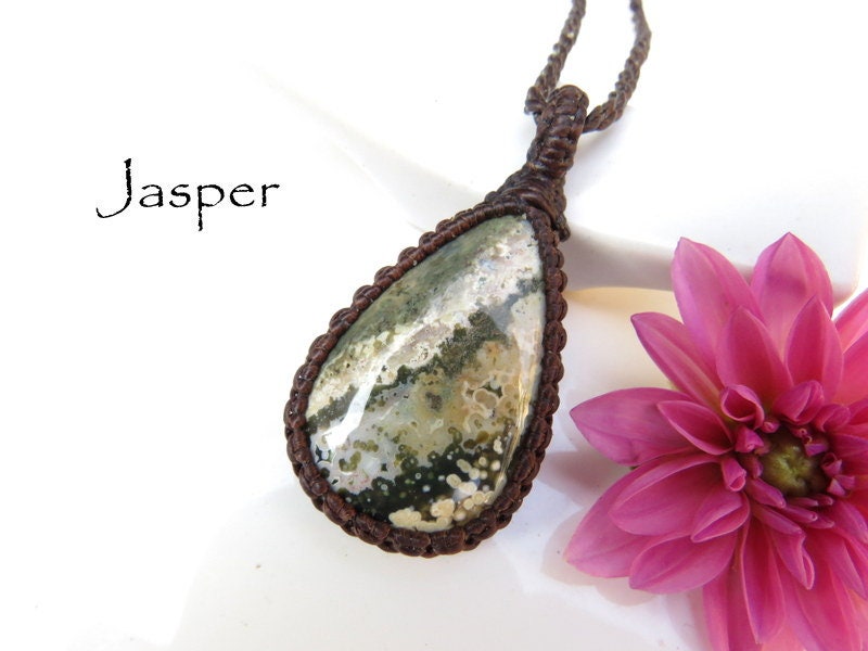 Unique jasper gemstone necklace, gift ideas for boyfriend