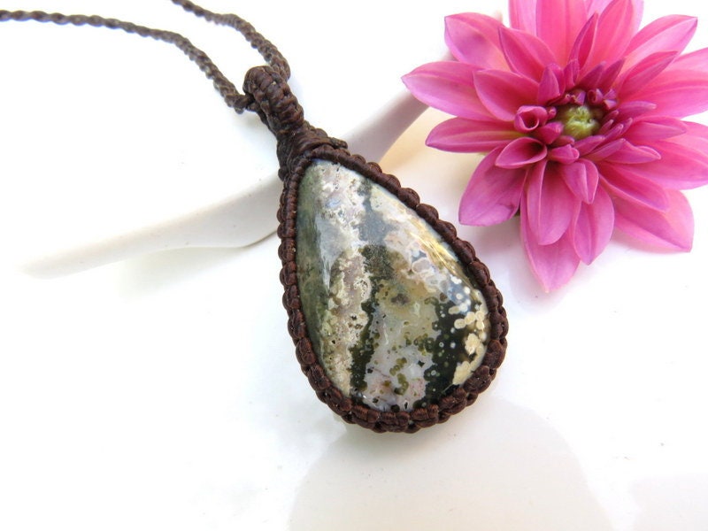 Unique jasper gemstone necklace, gift ideas for boyfriend