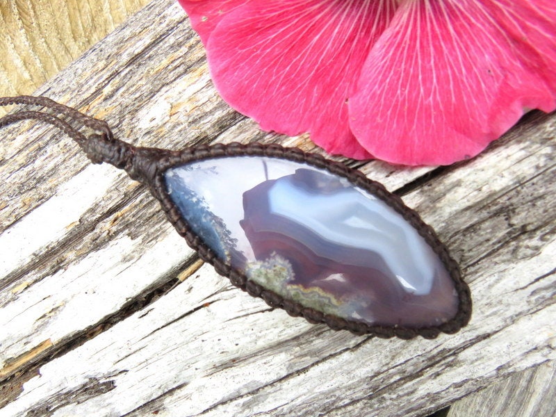 Purple Plume Agate gemstone necklace, valentines day gift ideas