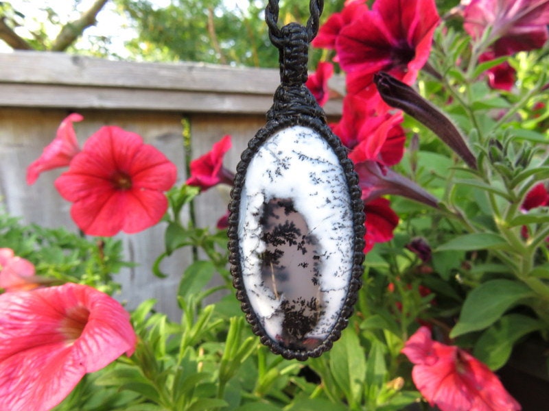 Dendrite Opal gemstone necklace, mothers day gift