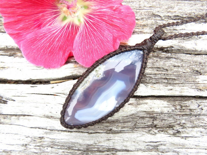 Purple Plume Agate gemstone necklace, valentines day gift ideas
