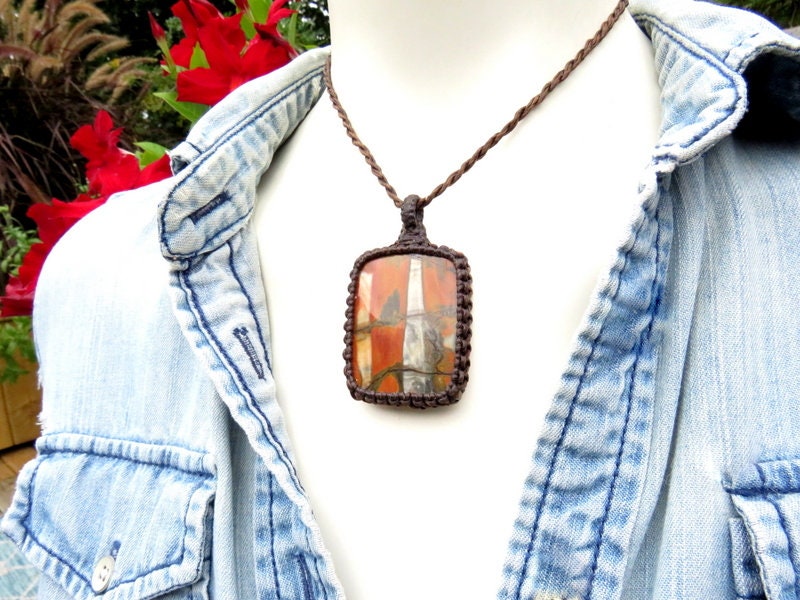 Unique jasper gemstone necklace, gift ideas for boyfriend