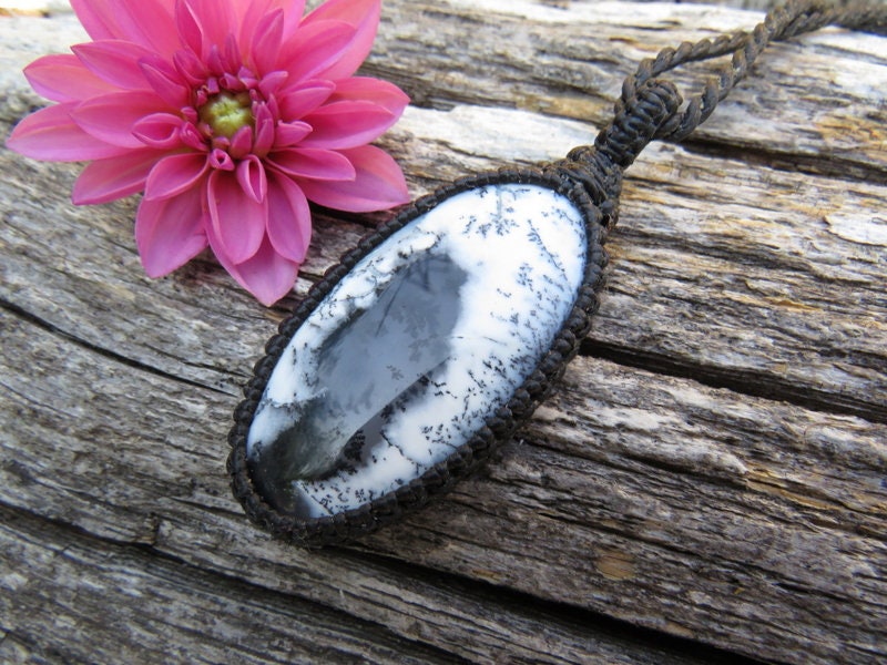 Dendrite Opal gemstone necklace, mothers day gift