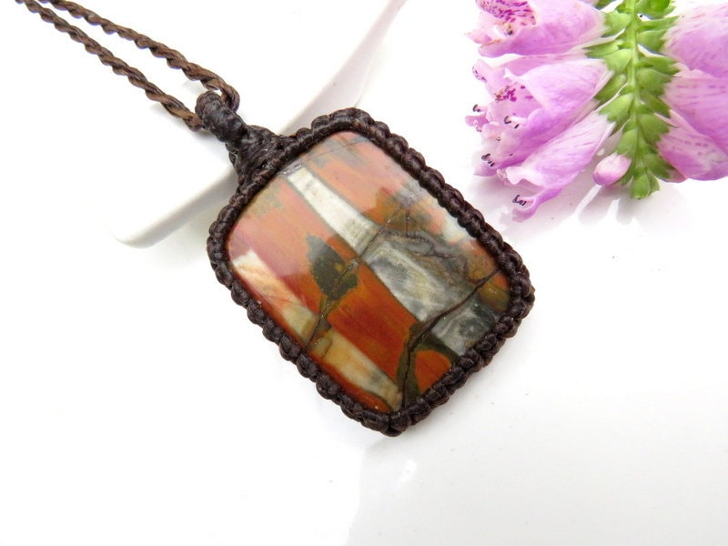 Unique jasper gemstone necklace, gift ideas for boyfriend