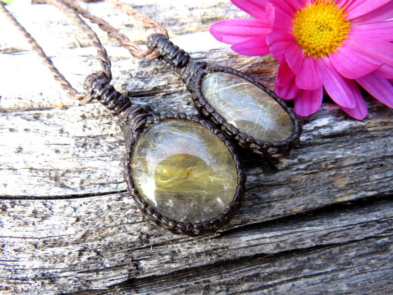 Rutile Quartz necklace set, Golden Rutile