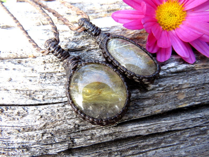 Rutile Quartz necklace set, Golden Rutile