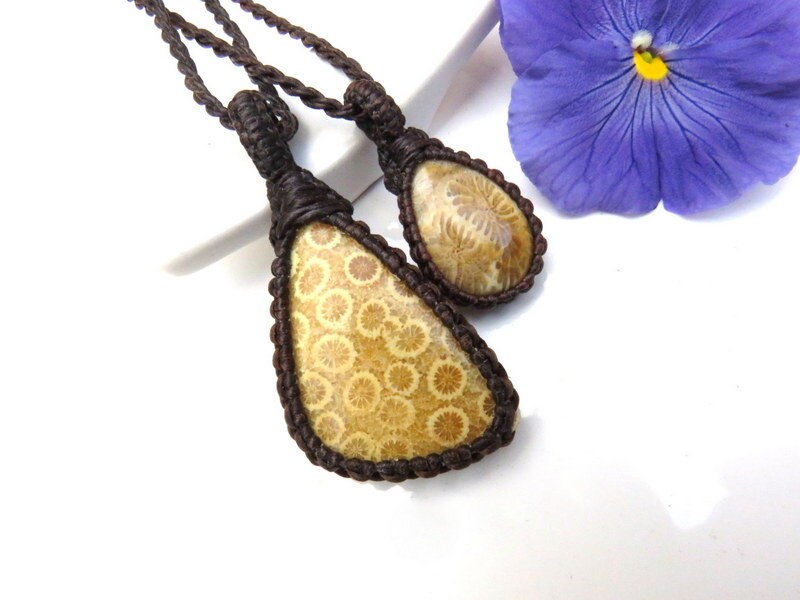 Anniversary husband, Agatized Coral Necklace set