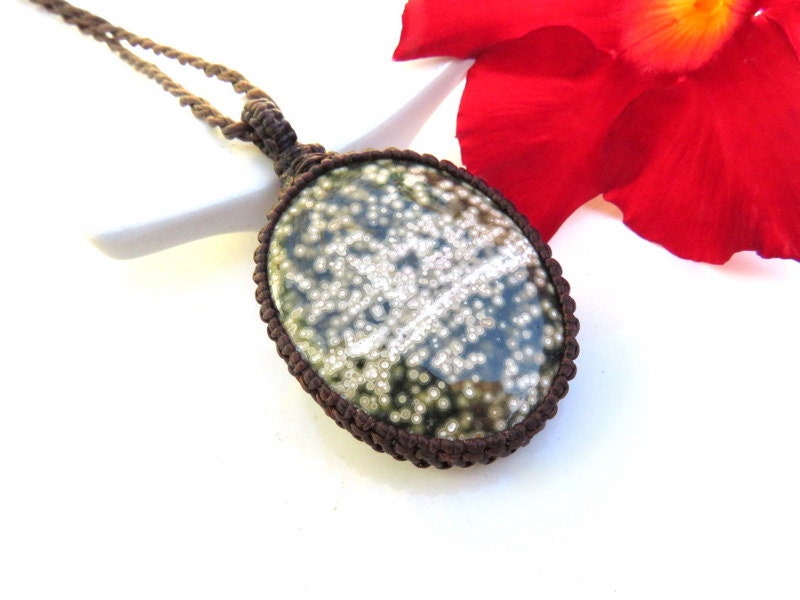 Ocean Jasper macrame necklace, mothers day gift ideas
