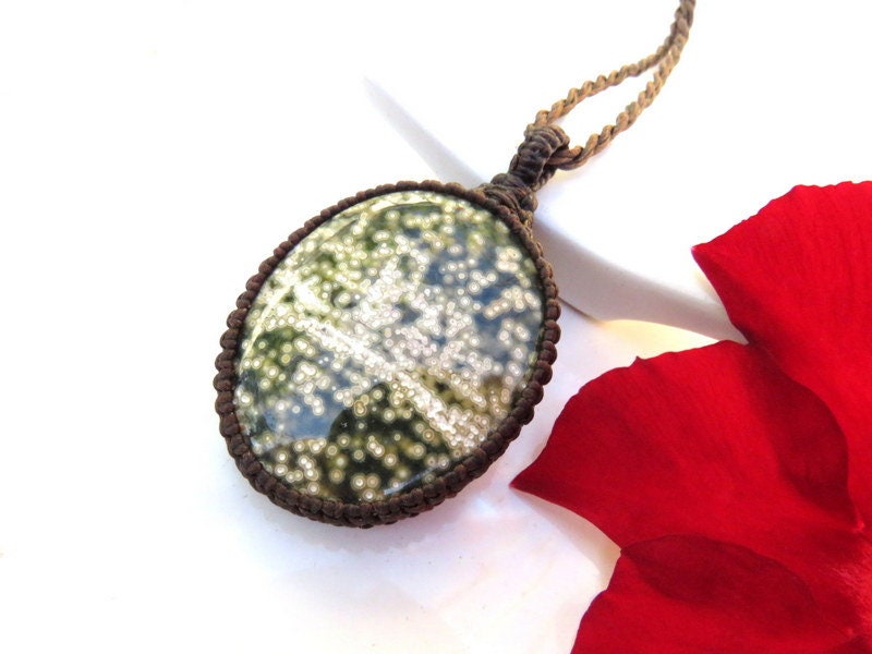 Ocean Jasper macrame necklace, mothers day gift ideas