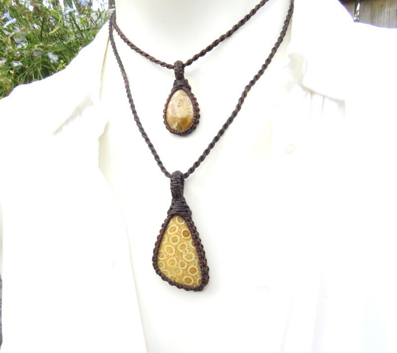 Anniversary husband, Agatized Coral Necklace set