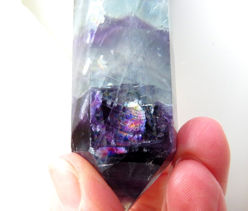 Rainbow Fluorite macrame necklace, Healing stone necklace