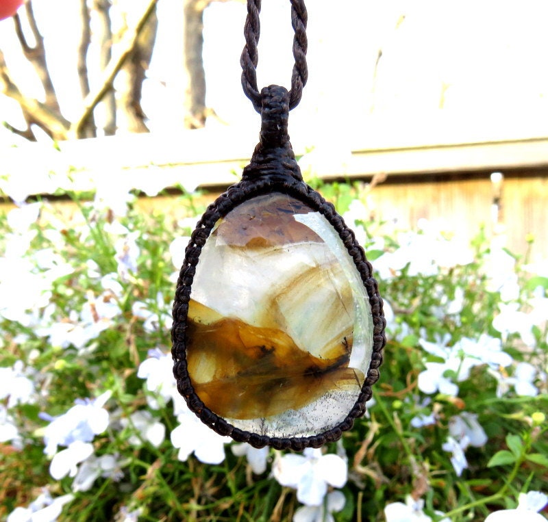 Dendritic Quartz crystal healing necklace, valentines day gift ideas