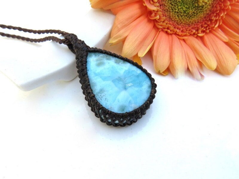 Valentines Day gift for her, Larimar gemstone necklace