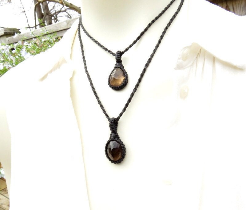 Smokey Quartz Necklace Set, Smoky Quartz Crystal necklace