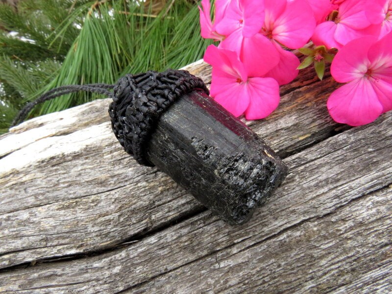 Black Tourmaline Crystal necklace, black tourmaline healing crystal pendant