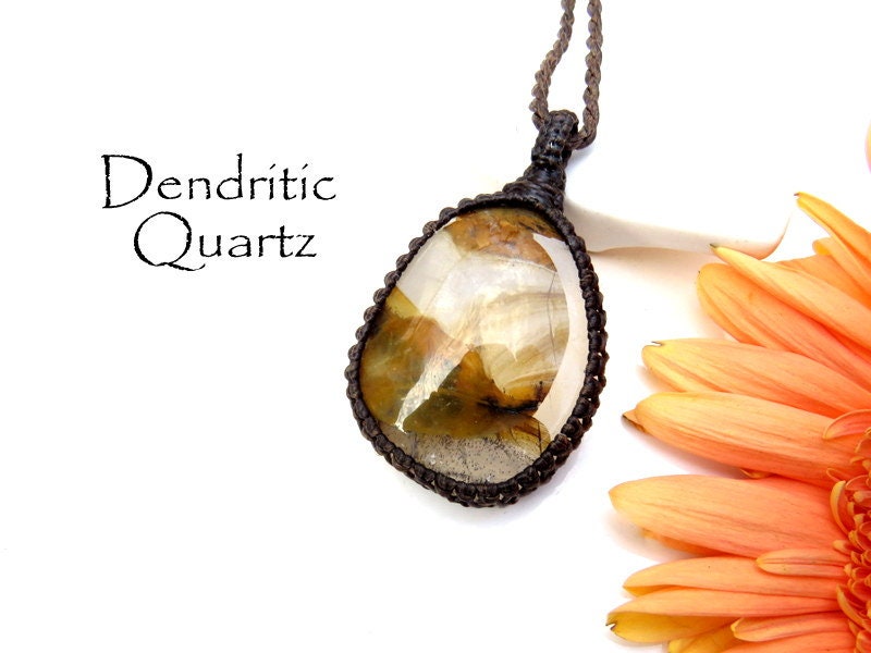 Dendritic Quartz crystal healing necklace, valentines day gift ideas