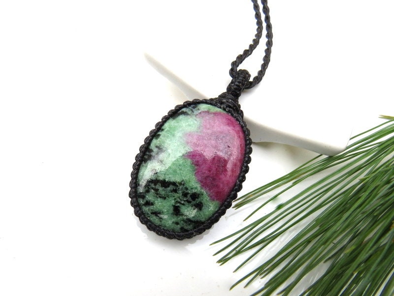 Grief care package, Ruby Zoisite healing stone necklace
