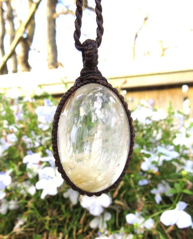 Garden Quartz Crystal Necklace: Macrame Healing Jewelry