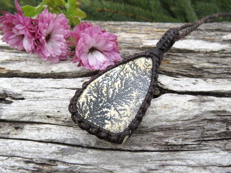 Psilomelane Dendrite Necklace, dendrite jasper