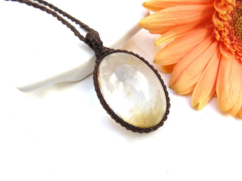 Garden Quartz Crystal Necklace: Macrame Healing Jewelry