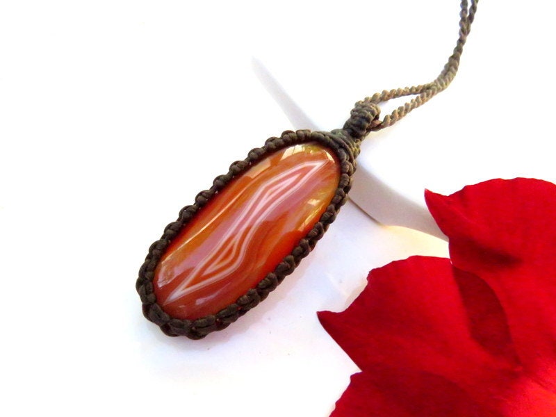 Banded Agate macrame necklace, gift ideas for the zen seeker
