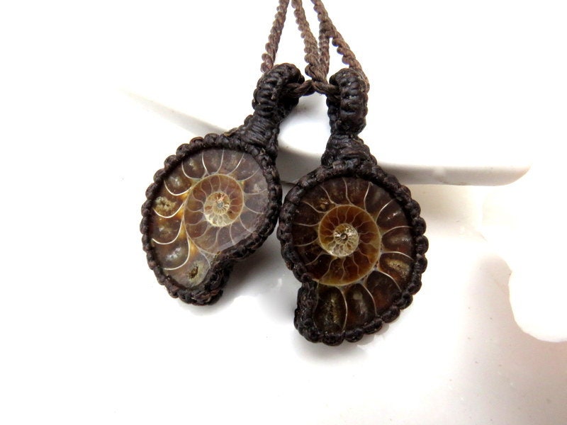 Ammonite necklace set, ammonite jewelry