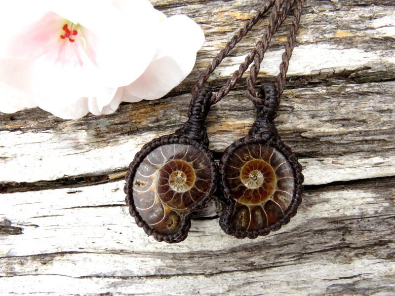 Ammonite necklace set, ammonite jewelry