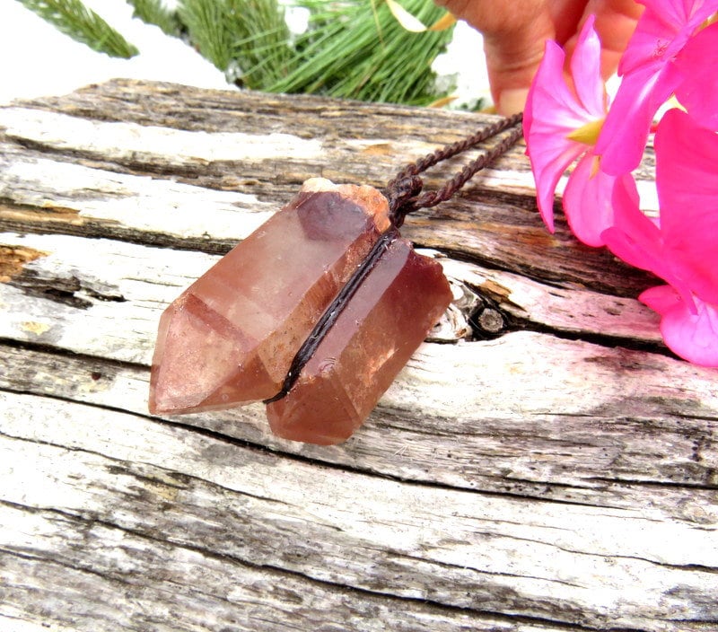 Ishuko Red Phantom Quartz necklace, red phantom quartz