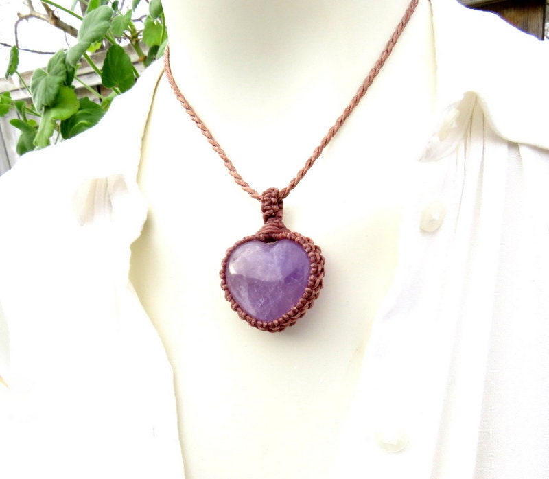 Mothers day gift, Amethyst heart necklace