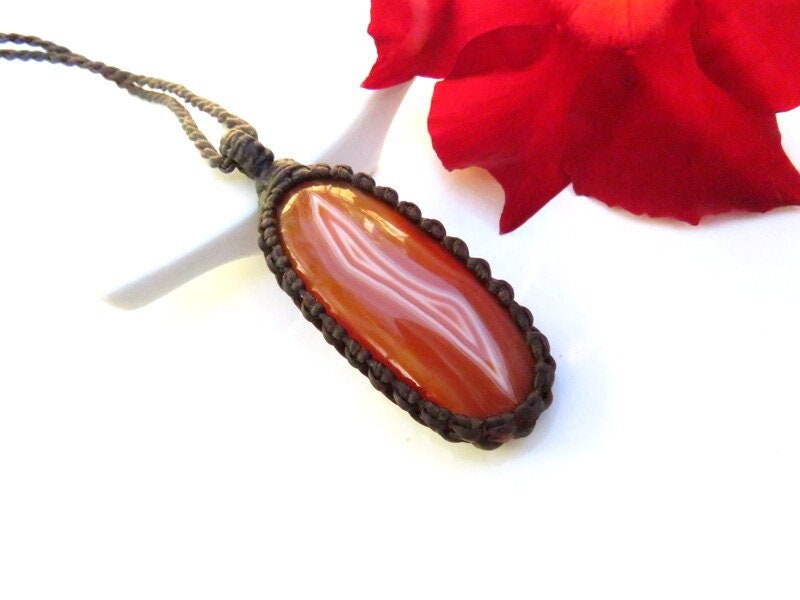 Banded Agate macrame necklace, gift ideas for the zen seeker