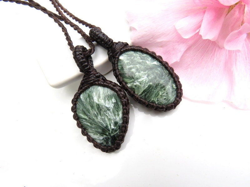 Seraphinite Necklace set / macrame necklace
