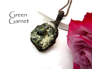 Green Garnet Crystal Necklace, andradite garnet necklace, green andradite garnet, andradite, green garnet jewelry