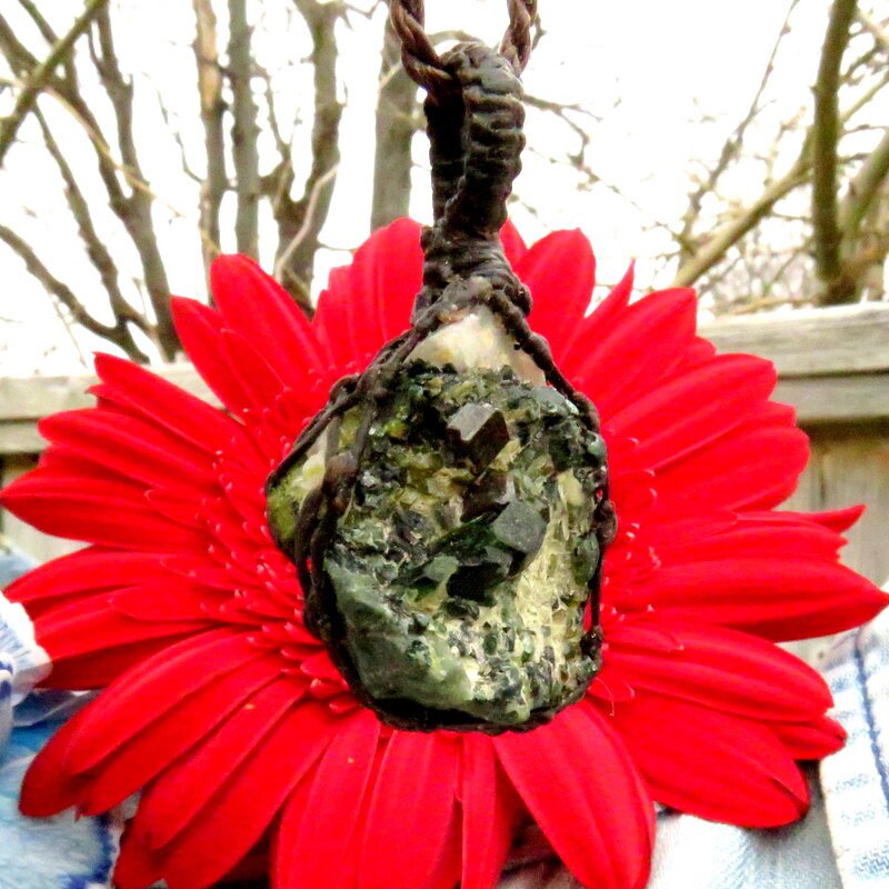 Green Garnet Crystal Necklace, andradite garnet necklace