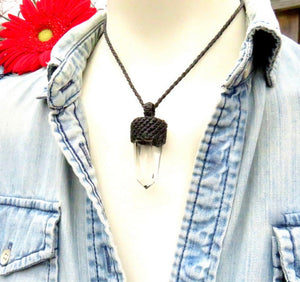 Crystal necklace, Macrame necklace, Quartz Necklace, Crystal Necklace, Wand Necklace, Crystal point necklace, boho hippy, Crystal macrame