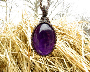 Mother's Day Gift, Amethyst teardrop gemstone necklace, Amethyst crystal pendant, Reiki Healing jewelry, February birthstone necklace