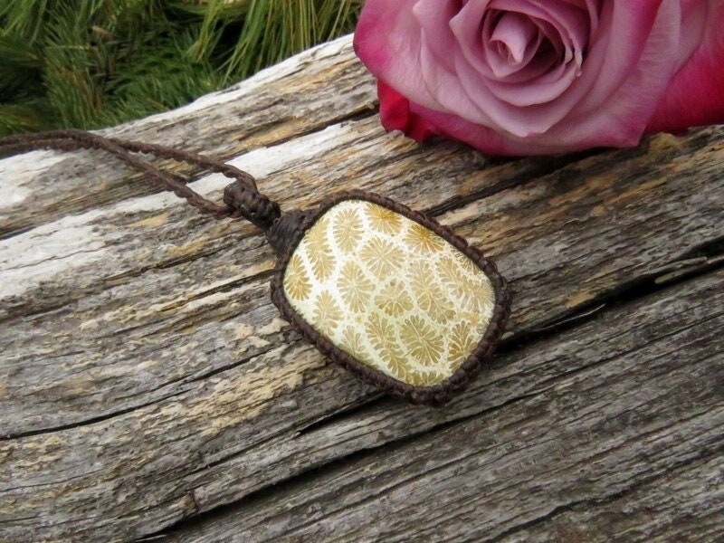 Agatized Coral Necklace, Fossil Coral jewelry