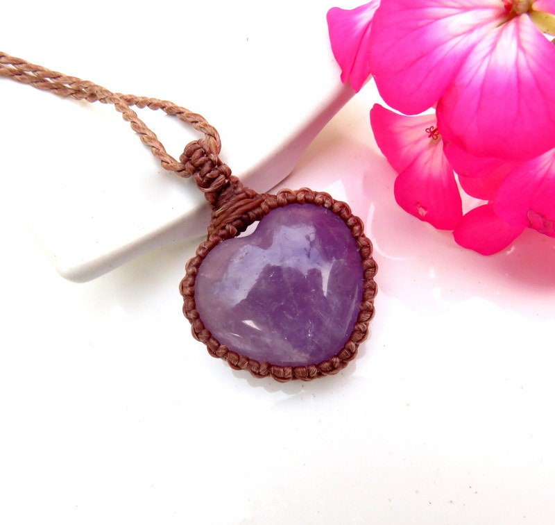 Mothers day gift, Amethyst heart necklace