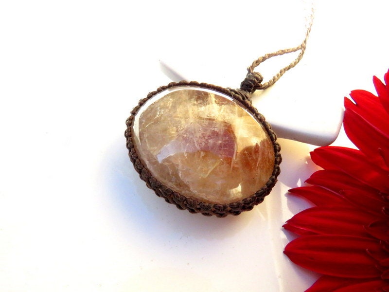 Hematoid Quartz crystal necklace, Reiki Healing jewelry