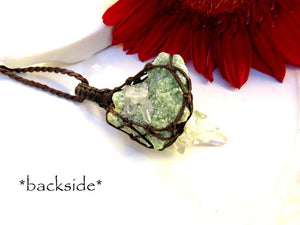 Fuchsite with Quartz macrame necklace, mica fuchsite, fuchsite crystal, gift ideas for the rock collector,