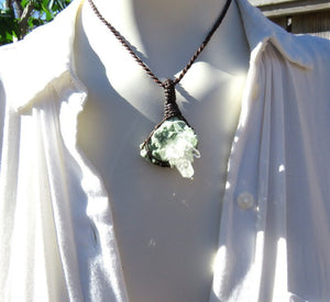 Fuchsite with Quartz macrame necklace, mica fuchsite, fuchsite crystal, gift ideas for the rock collector,