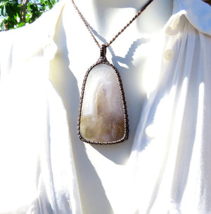 The Volcano, Plume Agate macrame necklace, gift ideas for mom, mothers day gift, for the geologist, gift ideas for the rock collector