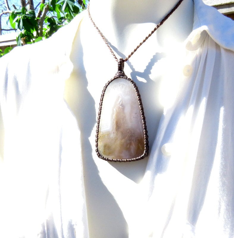 The Volcano, Plume Agate macrame necklace, gift ideas for mom, mothers day gift, for the geologist, gift ideas for the rock collector