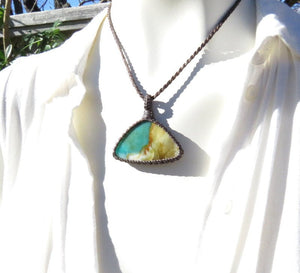 Opalized Petrified Wood macrame necklace, rare gemstones, petrified wood necklace, gift ideas for the rockhound, fathers day gift ideas